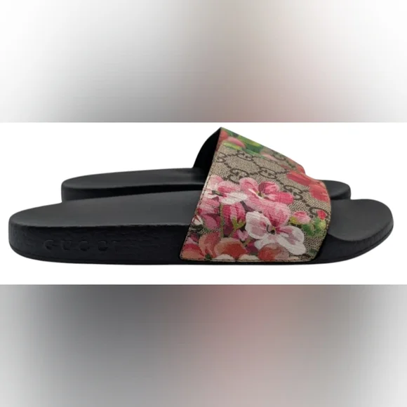Gucci Women's Black Floral Slides/slippers Size 38/7½, Worn Once! - Picture 2 of 10